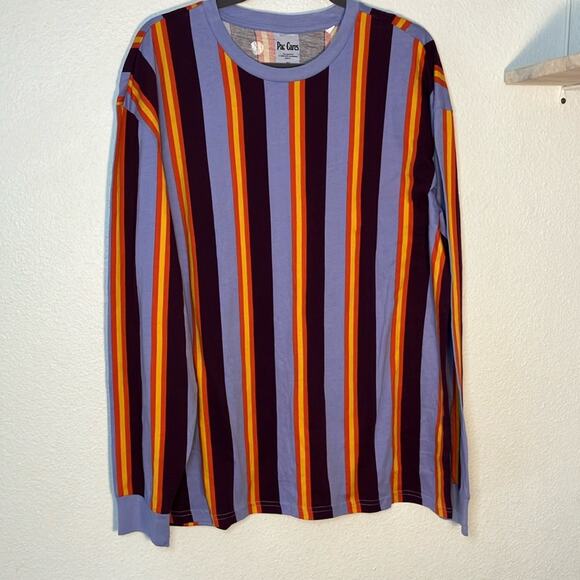 Pacsun pac cares cotton men’s long‎ sleeve shirt striped purple Orange top - Picture 1 of 4